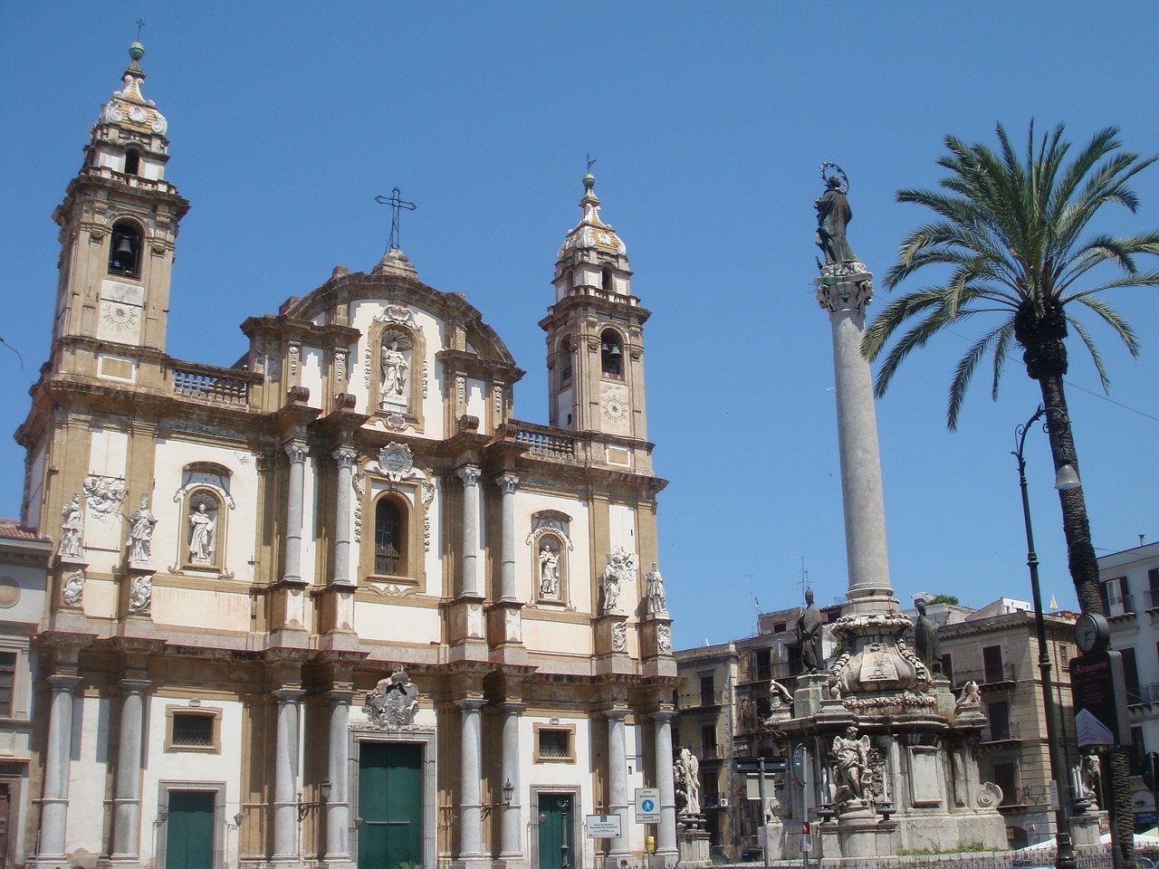 Palermo, Sicilija, Vasara, Plama, Paminklas, Bažnyčia, Miestas, Vyriausiasis Miestas, Miesto Panorama, Nemokamos Nuotraukos