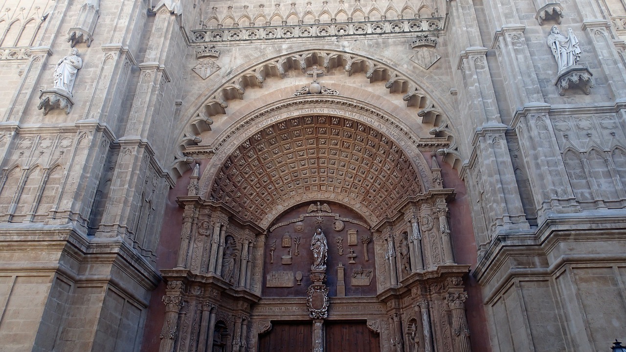 Palmos Katedra, Katedra, Įėjimas, Portalas, Palmos Santa Marijos Katedra, Bažnyčia, Senas, La Seu, Gotika, Romėnų