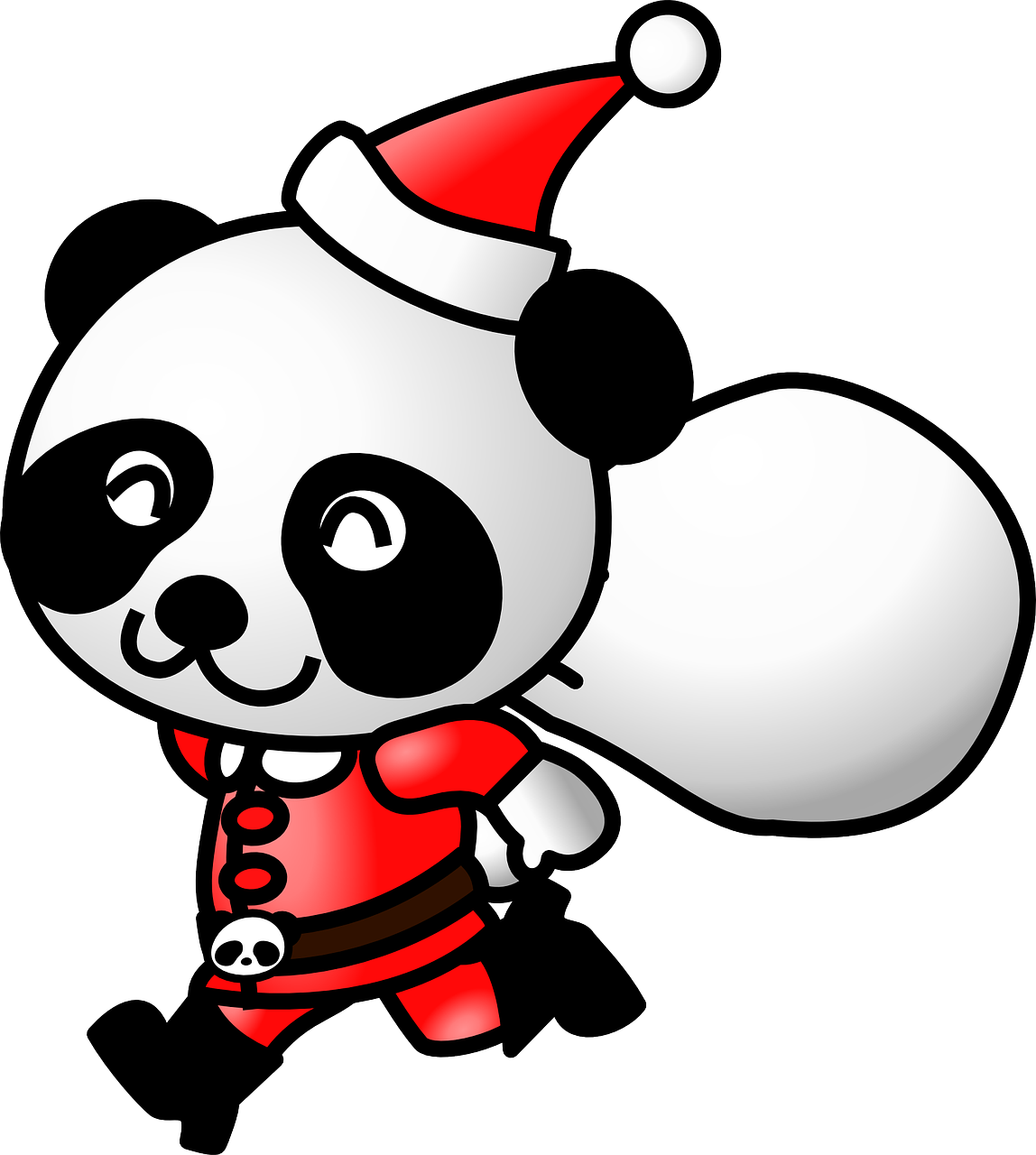 Panda, Kalėdų Senelis, Kalėdos, Xmas, Gyvūnas, Maišas, Skrybėlę, Nemokama Vektorinė Grafika, Nemokamos Nuotraukos,  Nemokama Licenzija