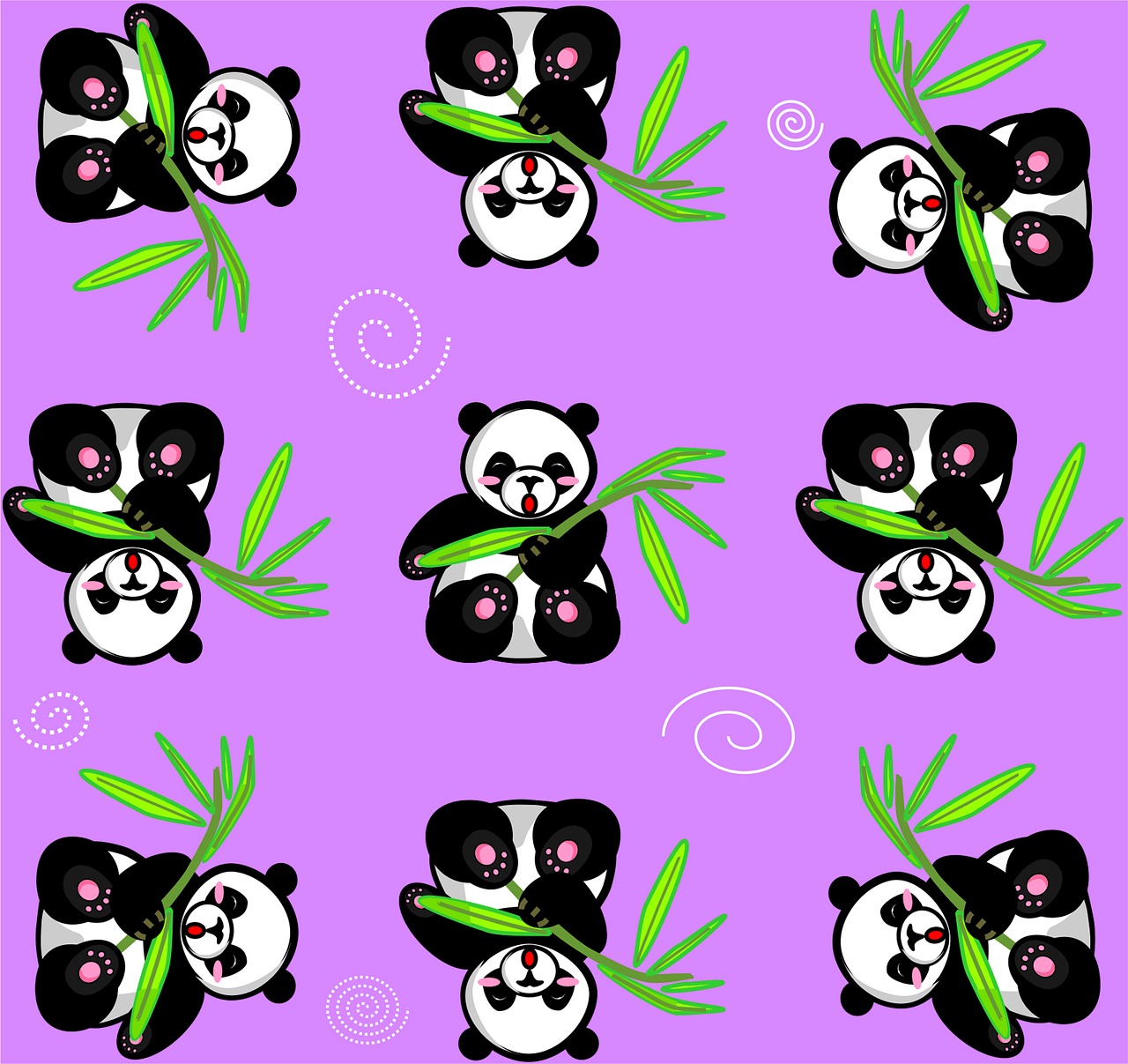 Panda, Violetinė, Bambukas, Laimingas, Mielas, Animacinis Filmas, Gyvūnas, Nemokamos Nuotraukos,  Nemokama Licenzija