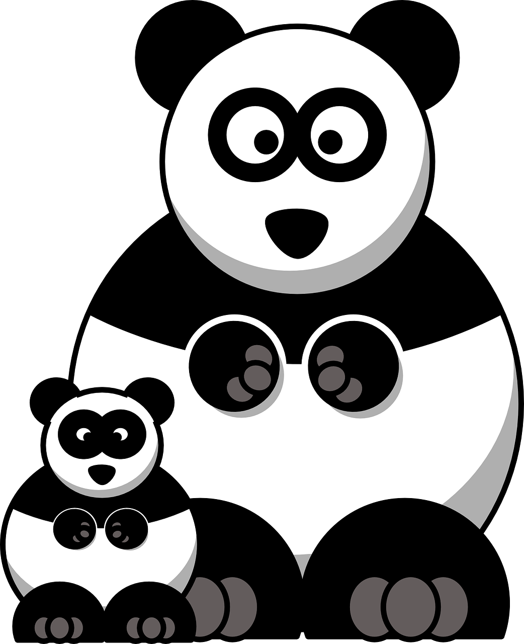 Panda, Šeima, Kūdikis, Riebalai, Animacinis Filmas, Mielas, Portretas, Nemokama Vektorinė Grafika, Nemokamos Nuotraukos,  Nemokama Licenzija