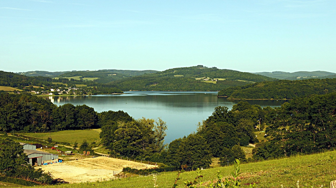 Pannecière Ežeras, Gamta, Kraštovaizdis, Ežeras, Vanduo, Dangus, Mėlynas, Morvan, Burgundija, France