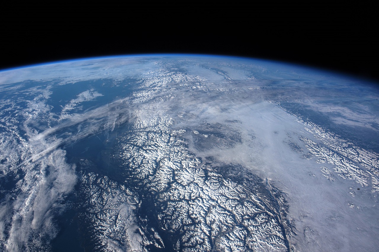 Panorama, Žemė, Kanada, Kraštovaizdis, Debesys, Erdvė, Tarptautinė Kosminė Stotis, Kanados Uolų Kalnai, Sniegas Padengtas, Vandenynas