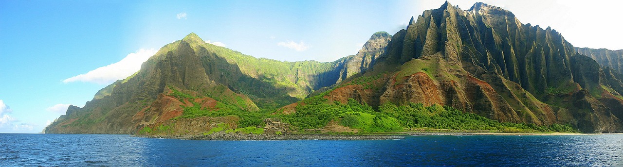 Panorama, Kauai, Havajų Salos, Smailės, Žalias, Vandenynas, Jūra, Vaizdingas, Kraštovaizdis, Turizmas