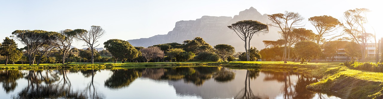 Panorama, Cape Town, Golfo Laukas, Tvenkinys, Atspindys, Saulėlydis, Velnių Pikai, Kalnas, Viršūnė, Gamta