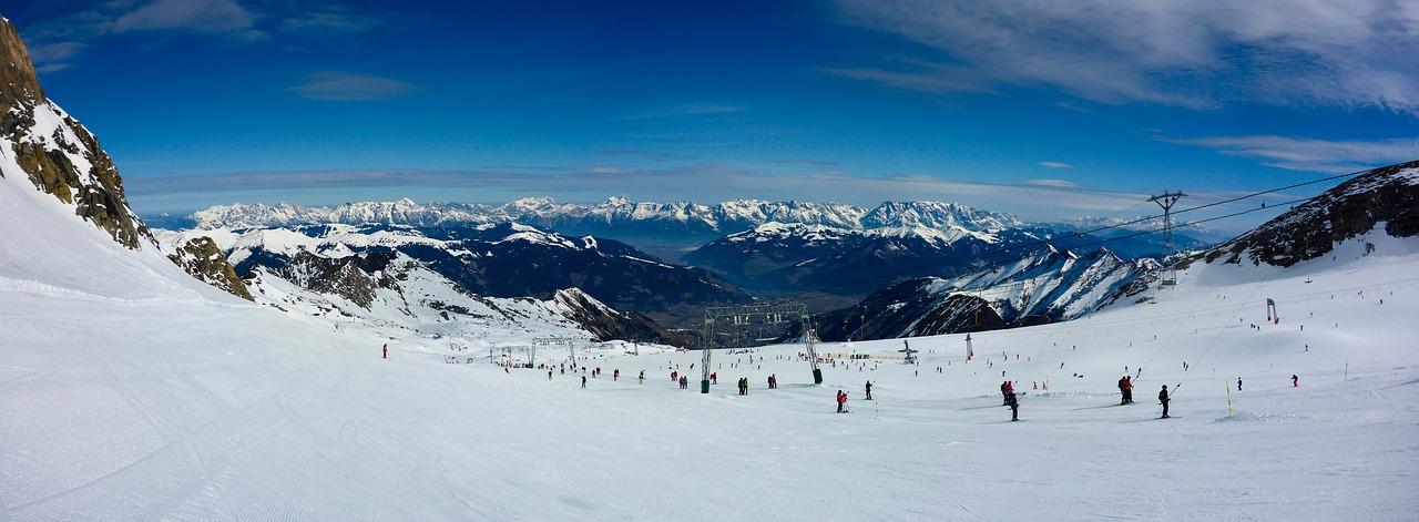 Panorama, Slidinėjimas, Kitzsteinhorn, Kalnai, Sniegas, Ledynas, Žiema, Alpių, Žiemos Sportas, Vaizdas