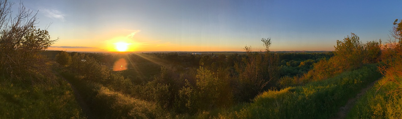 Panorama, Saulėlydis, Dangus, Pavasaris, Pavasaris, Kraštovaizdis, Saulė, Panoraminis, Vaizdingas, Ramus