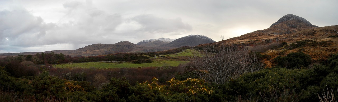 Panorama, Kraštovaizdis, Airija, Gamta, Žalias, Panoraminis, Kalnai, Kelionė, Natūralus, Platus Horizontalus