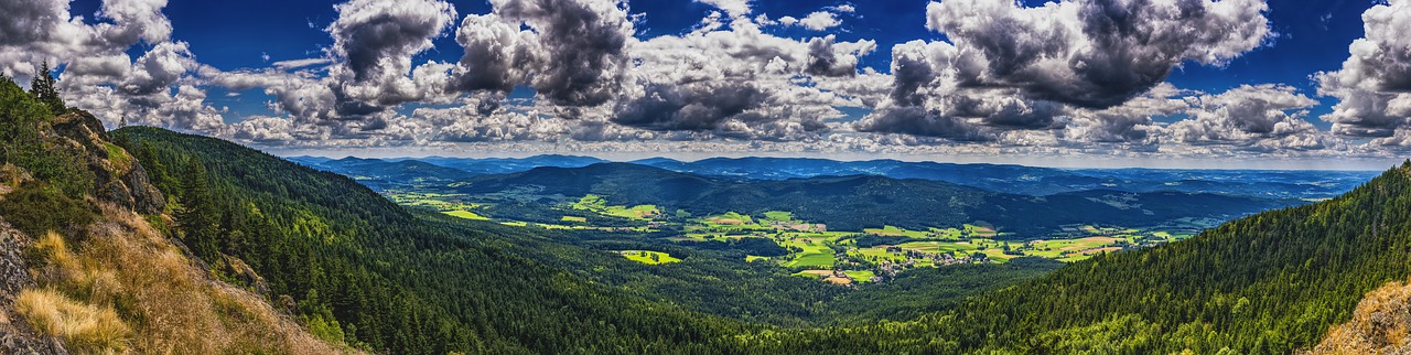 Panorama, Bavarijos Miškas, Kalnai, Miškas, Gamta, Dangus, Kraštovaizdis, Idiliškas, Bavarija, Vaizdas