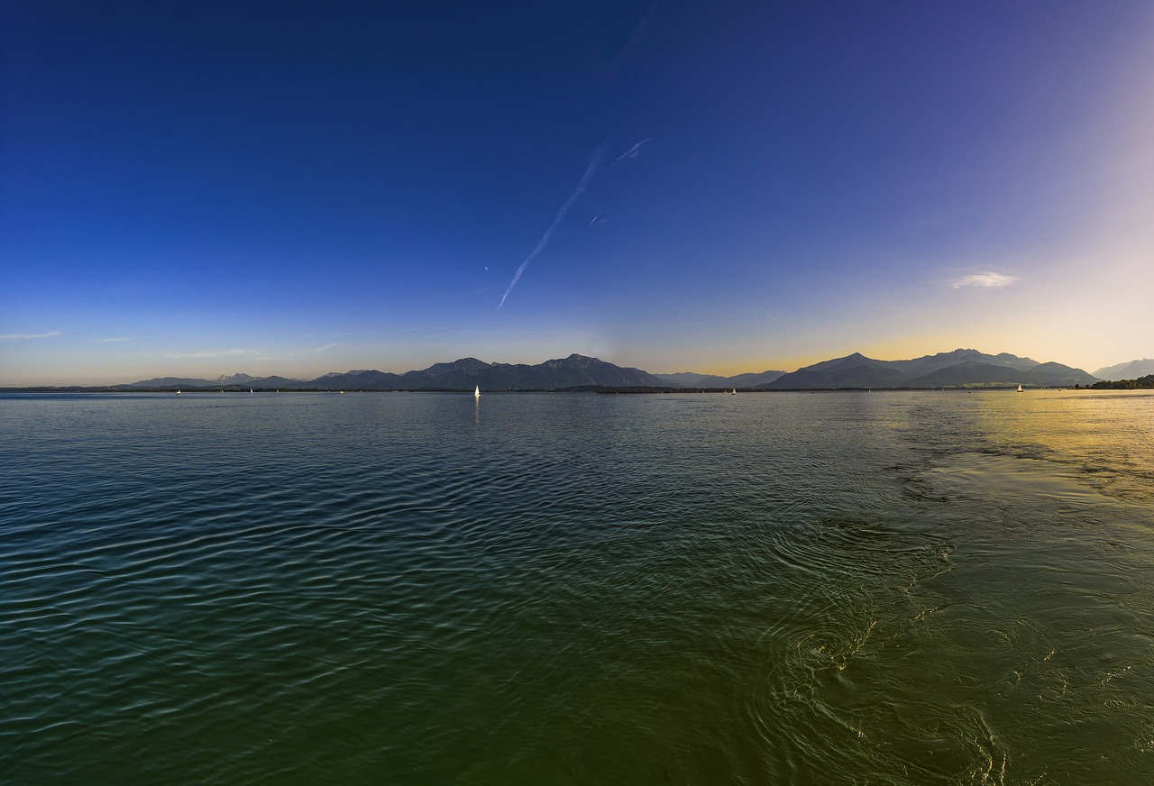 Panorama, Chiemsee, Alpių, Kraštovaizdis, Gamta, Kalnai, Vanduo, Bavarija, Ežeras, Atsigavimas