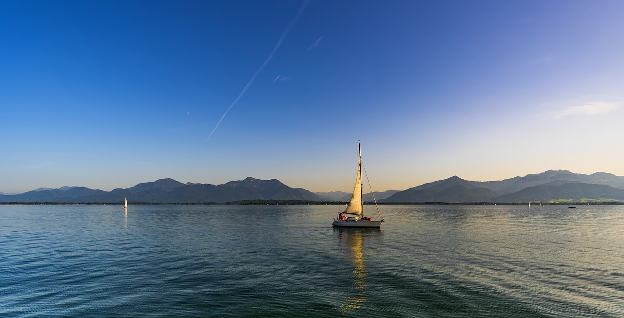 Panorama, Chiemsee, Kraštovaizdis, Gamta, Kalnai, Vanduo, Bavarija, Ežeras, Atsigavimas, Bankas