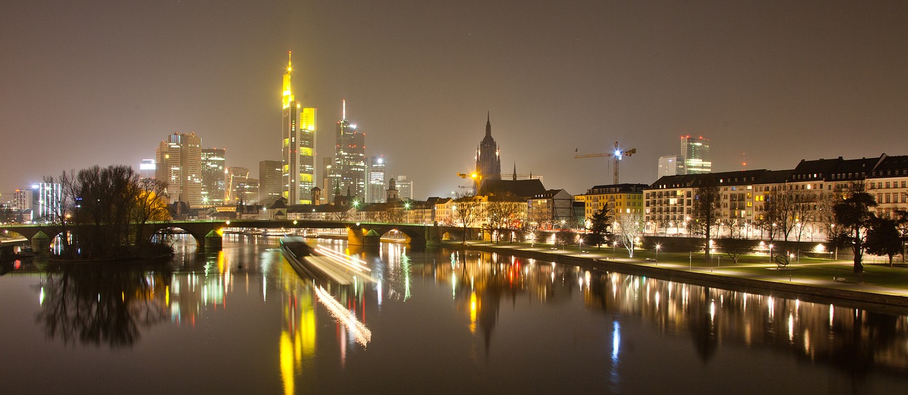 Panorama,  Naktinė Nuotrauka,  Frankfurtas,  Westhafen,  Uostas,  Dri,  Hdr,  Ilga Ekspozicija,  Vanduo,  Gamykla