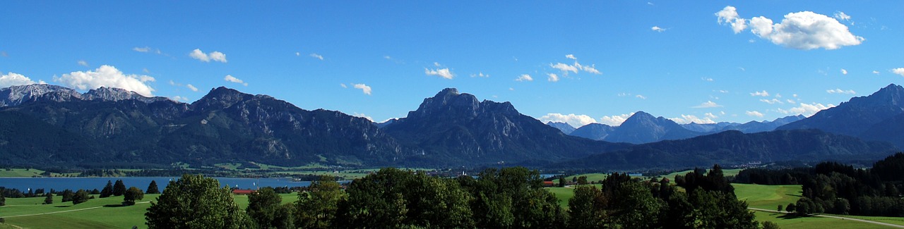 Panoramos Karališkasis Kampas, Ežeras Forggensee, Kūdikis, Allgäu Alpės, Ammergau, Nemokamos Nuotraukos,  Nemokama Licenzija