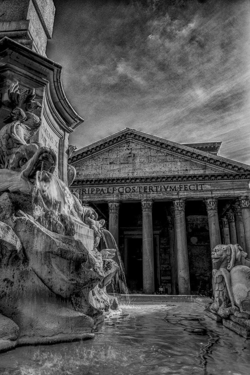 Panteonas, Roma, Orientyras, Italy, Architektūra, Pastatas, Turizmas, Istorinis, Fontanas, Nemokamos Nuotraukos