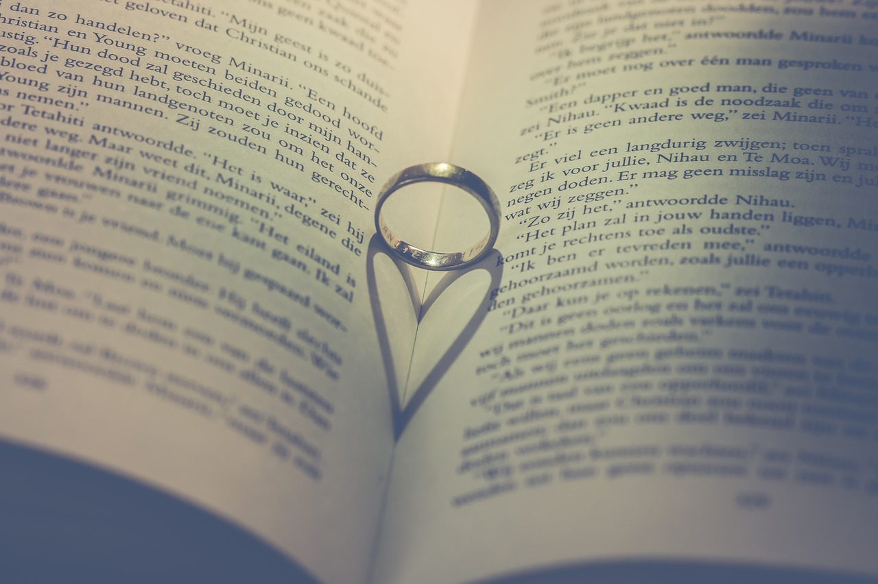 Popierius, Puslapis, Žiedas, Romantiškas, Meilė, Valentine, Širdis, Širdis, Knyga, Skaityti