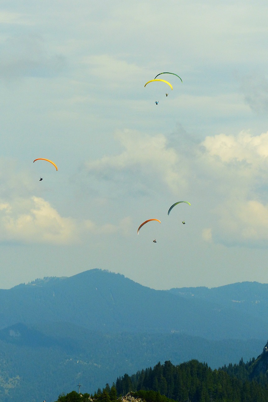 Paragleris, Termalai, Paragliding, Skristi, Laisvė, Tegelberg, Allgäu, Schwangau, Füssen, Alpių Panorama