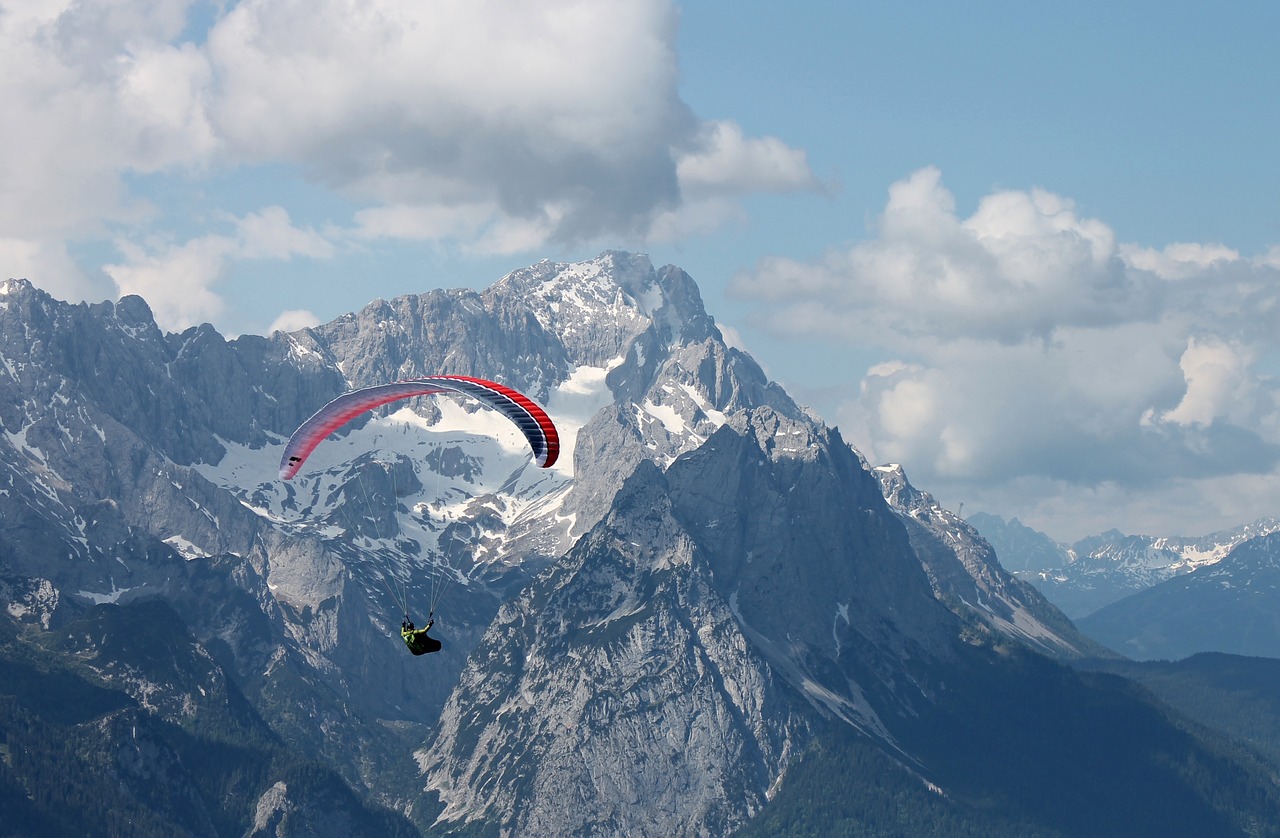 Paragleris, Alpių, Zugspitze, Paragliding, Skristi, Kalnai, Wank, Rokas, Aukštis, Garmisch Partenkirchen