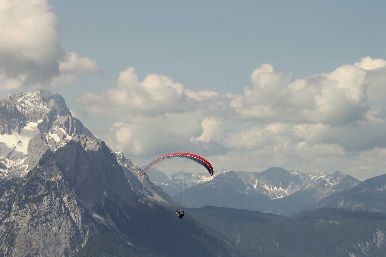 Paragleris, Alpių, Zugspitze, Paragliding, Skristi, Kalnai, Wank, Rokas, Aukštis, Garmisch Partenkirchen