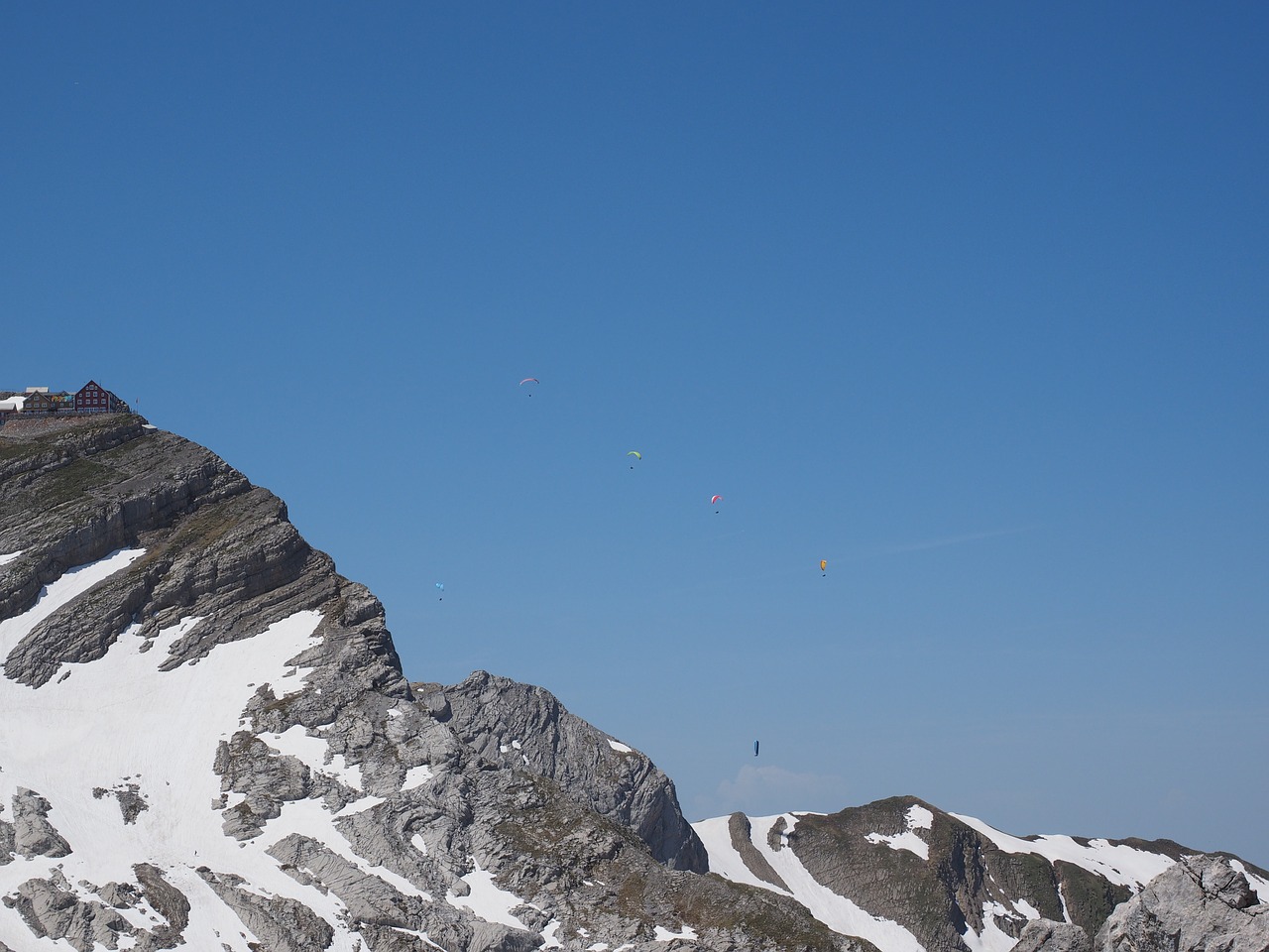 Paragleris, Kalnas, Säntis, Kalnai, Alpių, Paragliding, Skristi, Kalnų Stotis, Nemokamos Nuotraukos,  Nemokama Licenzija