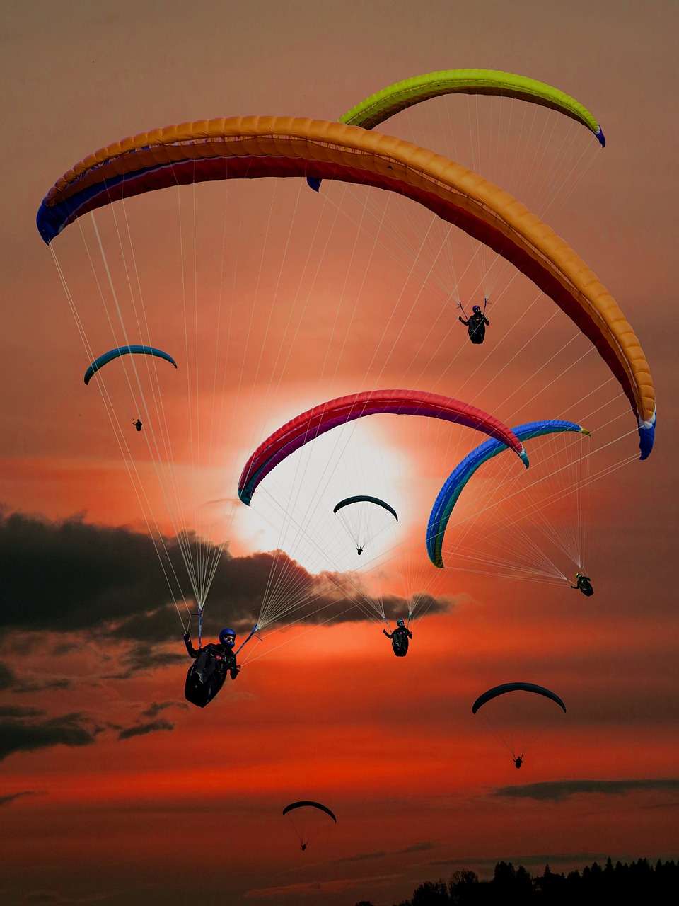 Paragleris,  Paragliding,  Skristi,  Saulė,  Saulėlydis,  Abendstimmung,  Nuotykių Ieškotojas,  Sportas,  Atgal Šviesa, Nemokamos Nuotraukos