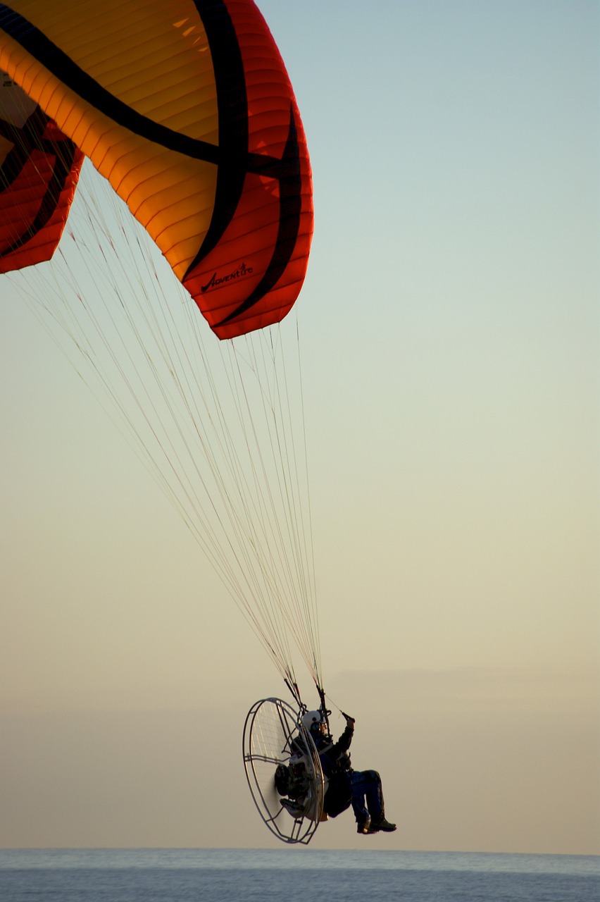 Paragleris, Variklis, Jūra, Raudona, Abendstimmung, Judėjimas, Pritraukimas, Linksma, Vakaras, Parašiutas