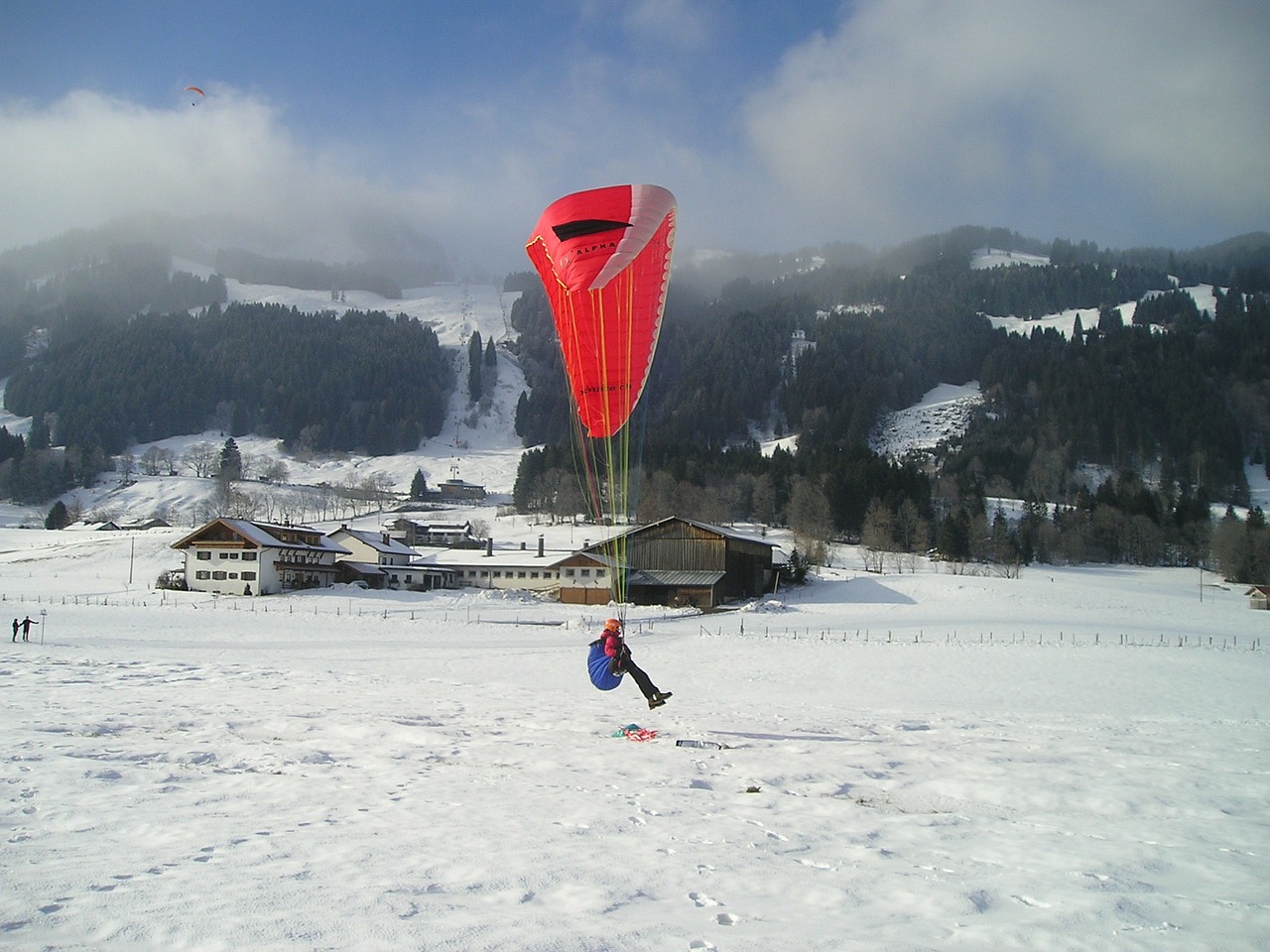 Paragliding, Nusileidimas, Žemė, Žiema, Paragleris, Nemokamos Nuotraukos,  Nemokama Licenzija