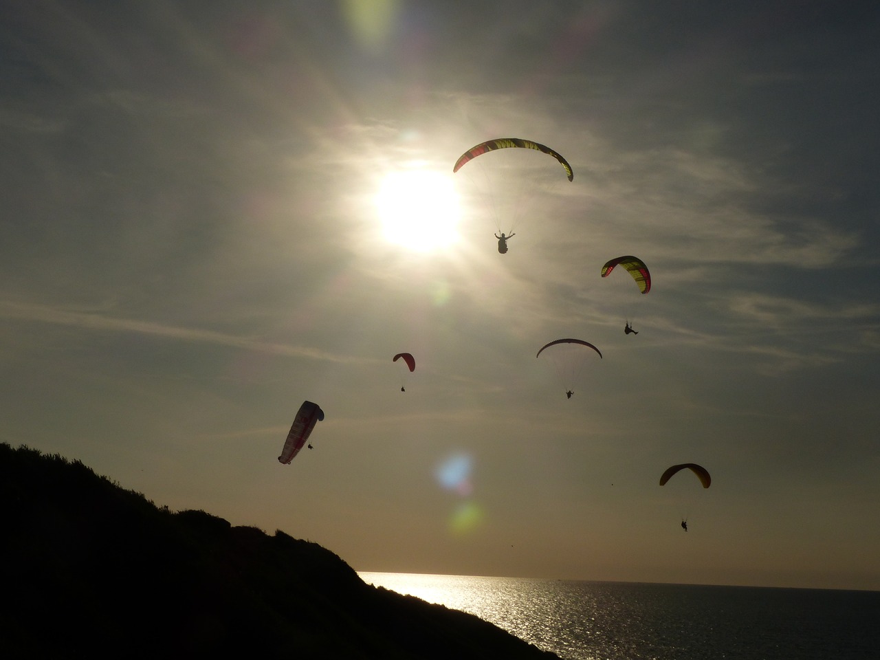 Paragliding, Sparnas, Saulė, Dangus, Vandenynas, Pusė, Papludimys, St Jean De Luz, Erromardija, Chibau Berria