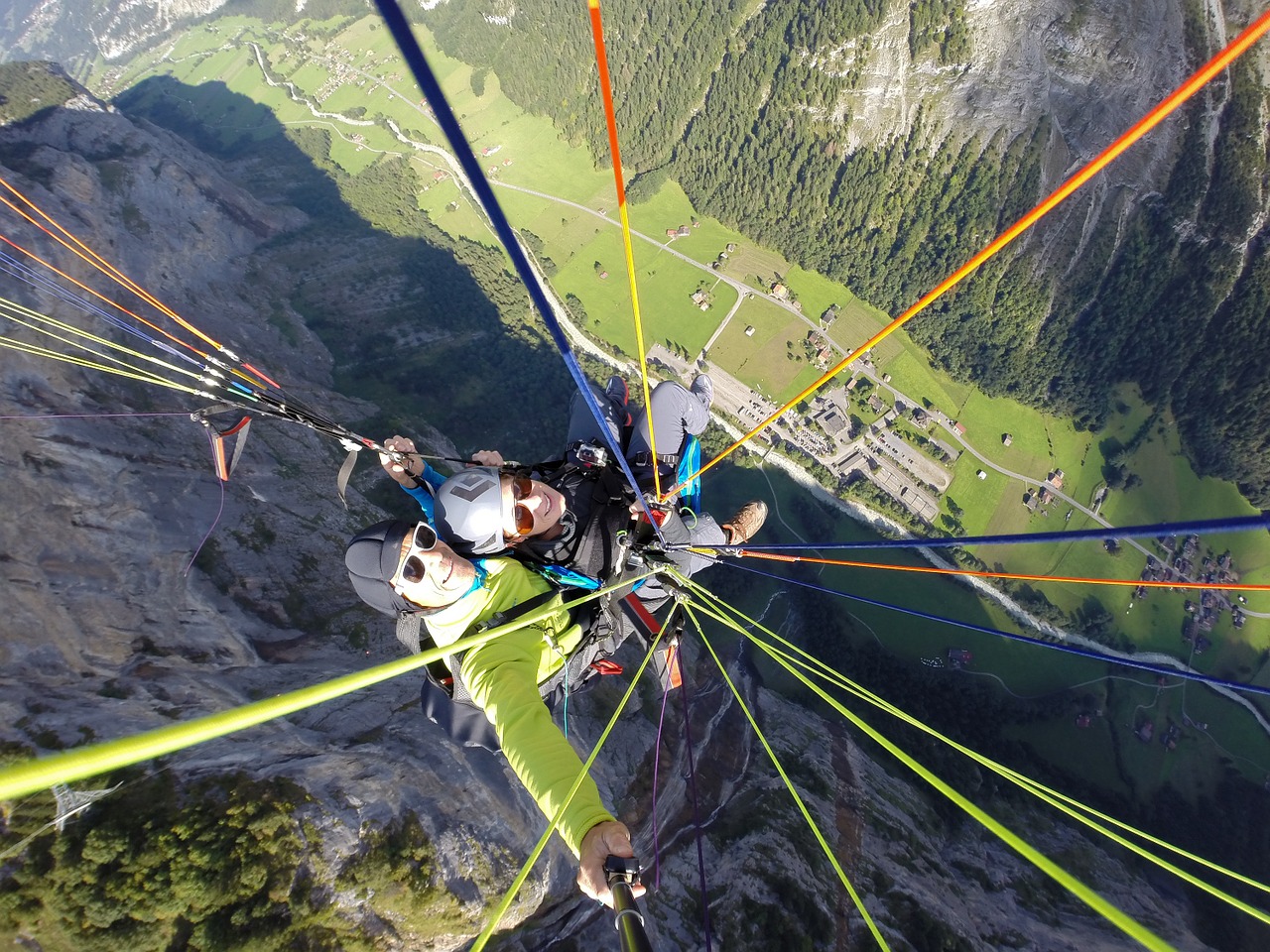 Paragliding, Šveicarija, Swiss, Ekstremalios, Nuotykis, Alpės, Paragleris, Skrydis, Aktyvus, Linksma