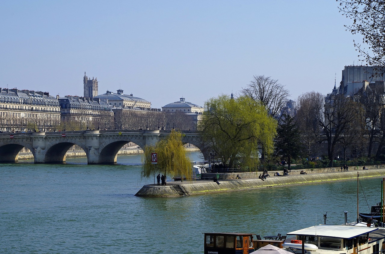 Paris, France, Tiltas, Pastatai, Dangus, Debesys, Architektūra, Orientyras, Lauke, Medžiai