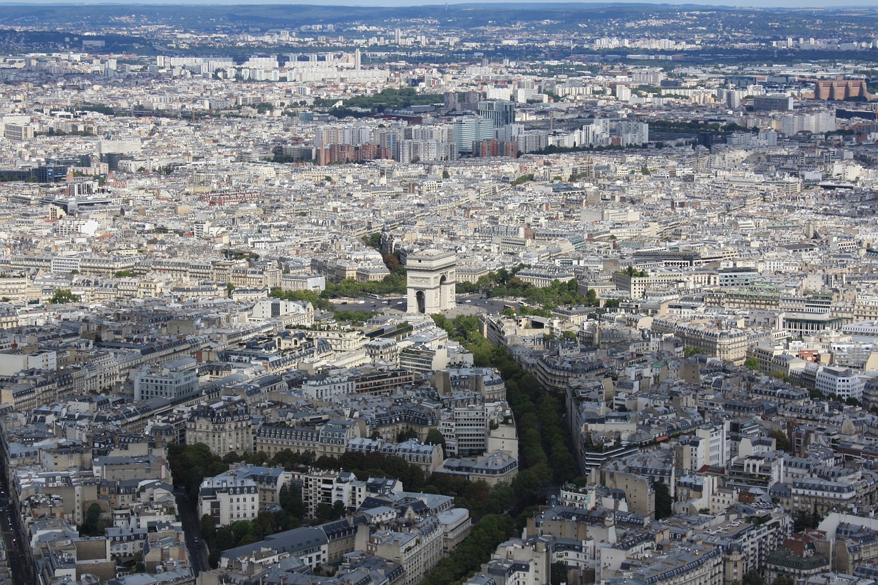 Paris, Panorama, Prancūzijos Sostinė, France, Miestas, Vaizdas, Architektūra, Arc De Triomphe, Sankryža, Pastatas