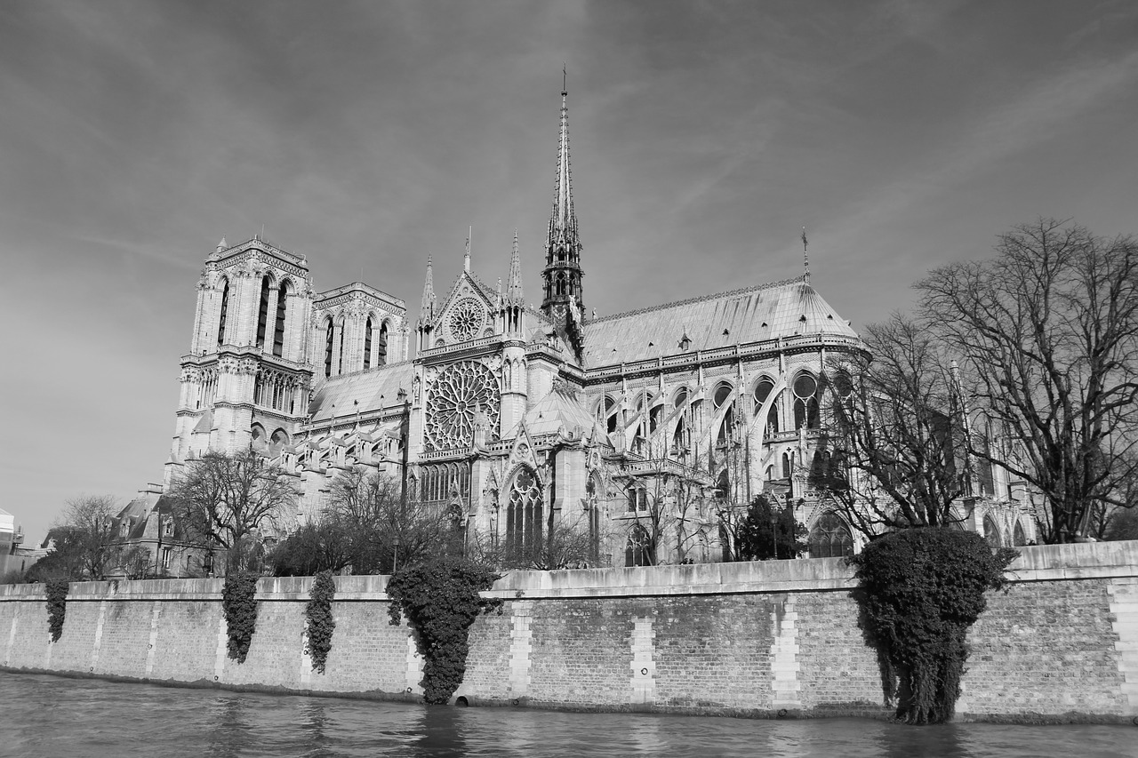 Paris, Katedra, Notre Dame De Paris, France, Bažnyčia, Paminklas, Vienspalvis, Dangus, Istorija, Nemokamos Nuotraukos