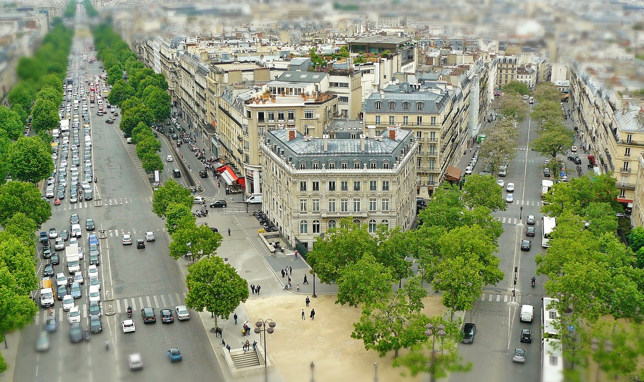 Paris, Miesto Vaizdas, Pakreipiamas Poslinkis, Miniatiūrinis Efektas, Iš Viršaus, Miestas, Gatves, Sankryža, Automobiliai, Architektūra