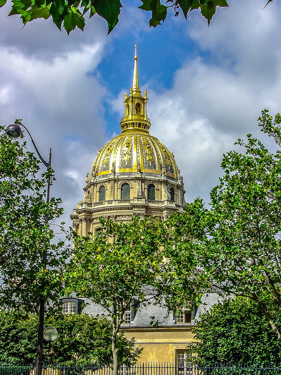 Paris, France, Kupolas, Auksas, Dangus, Les Invalides, Paminklas, Miestas, Europa, Medžiai