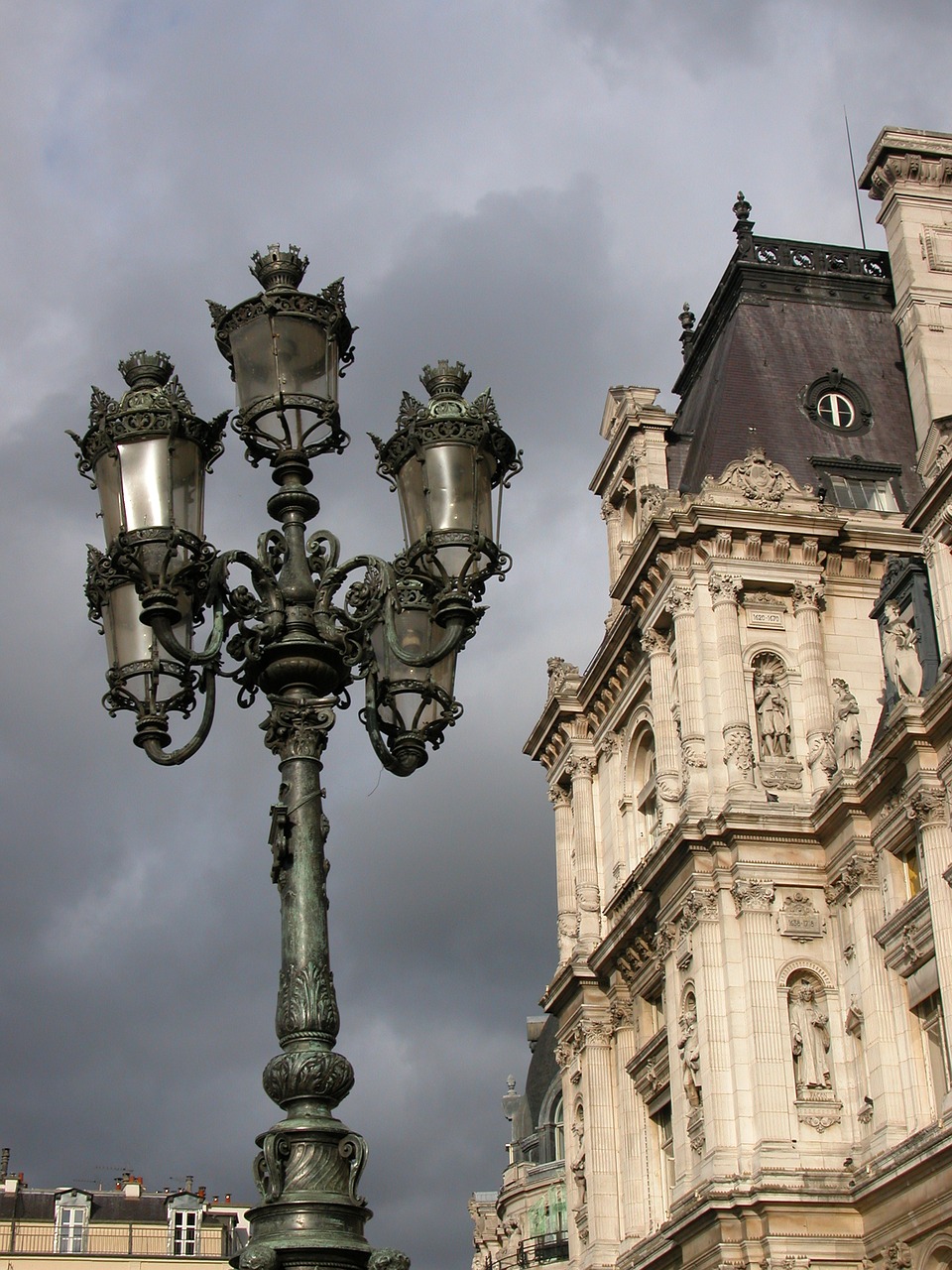 Paris, Miesto Rotušė, Dangus, Pastatas, Miestas, Europa, Statyba, Gatvės Lempa, France, Istoriniai Pastatai