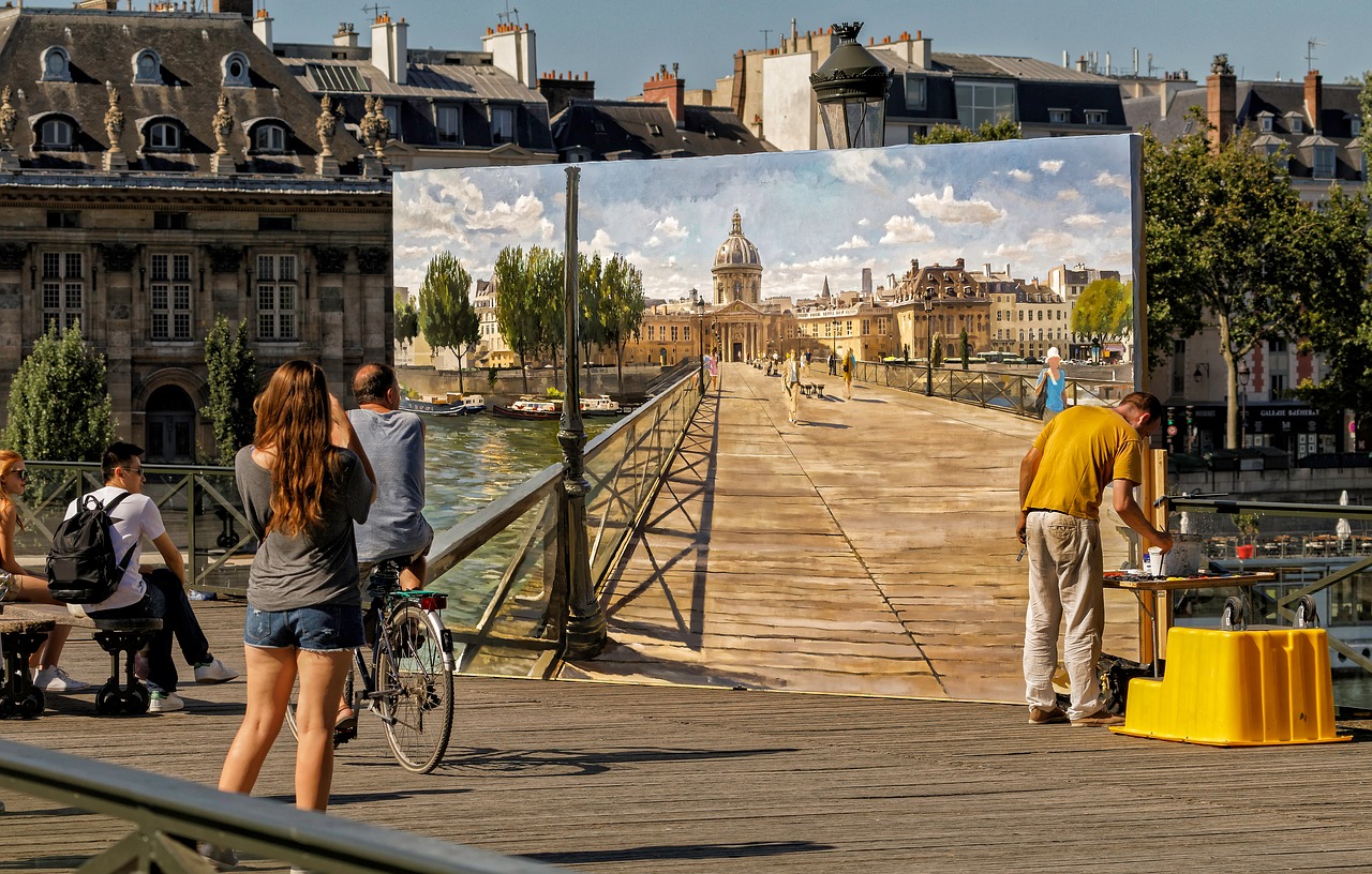 Paris,  Pont Des Arts,  Miestas,  Seine,  Charakteris,  Dažymas,  Be Honoraro Mokesčio, Nemokamos Nuotraukos,  Nemokama Licenzija