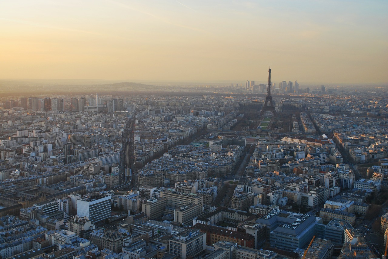 Paris, Montmartras, Vaizdas, Eifelio Bokštas, Paukščio Skrydžio Vaizdas, Afterglow, Saulėlydis, Tolimas Vaizdas, Apžvalga, Požiūris
