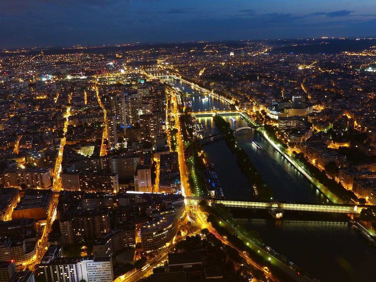 Paris, France, Jo, Naktis, Romantiškas, Tiltas, Šviesa, Miestas, Pastatas, Žibintai