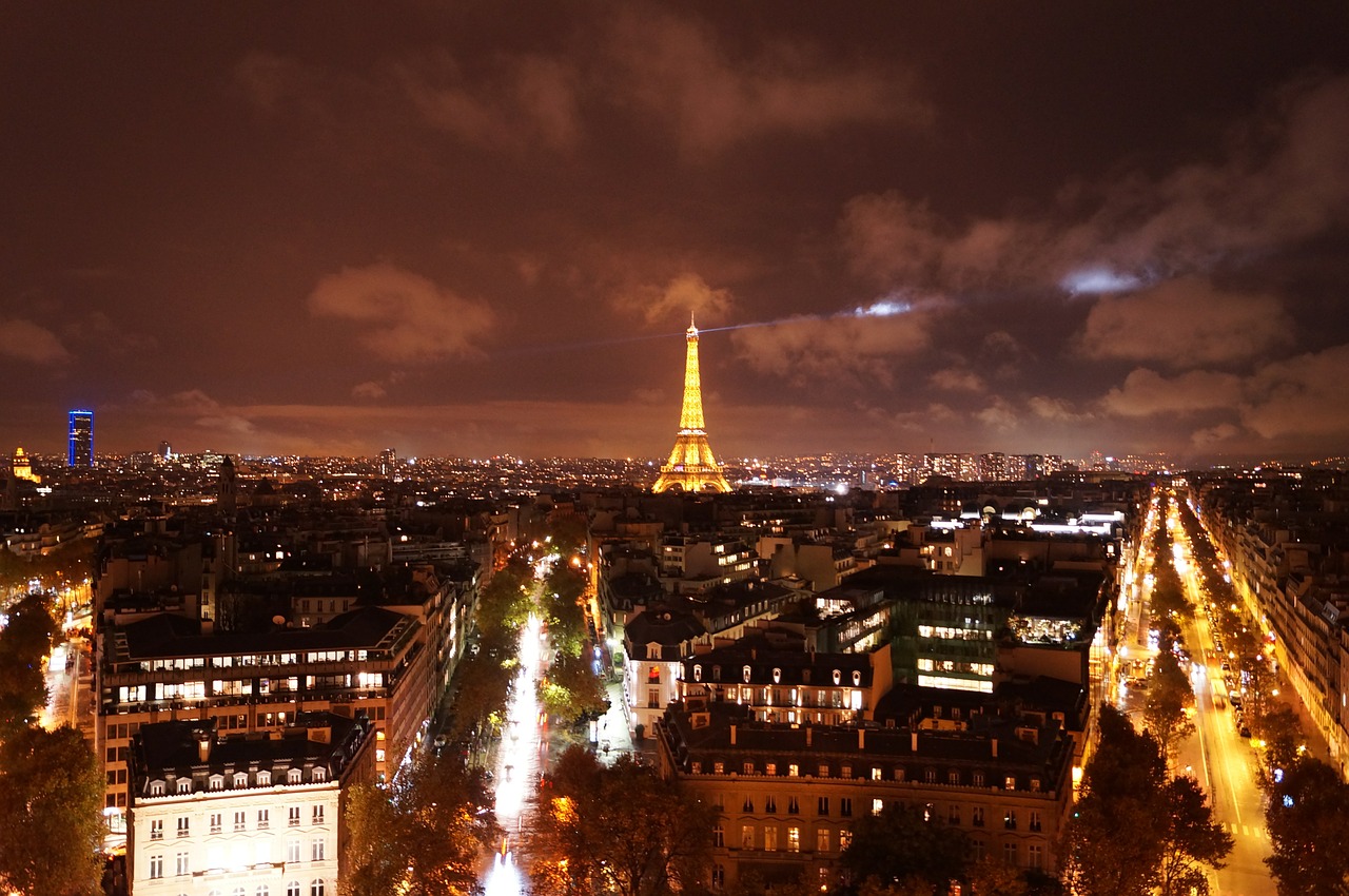 Paris, Eifelio Bokštas, Miestas, Naktis, Kapitalas, Architektūra, Prancūzų Kalba, Europa, France, Miesto Panorama