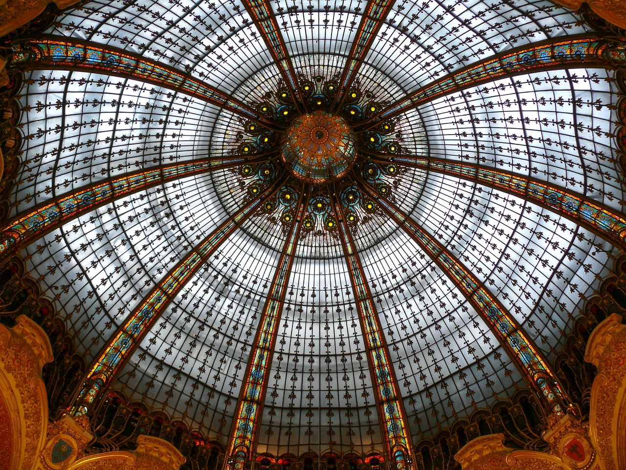 Paris, Galerija Lafayette Haussmann, Apšvietimas, Prekyba, Stiklas, Šviesa, Skaidrumas, Šviesa Ir Šešėliai, Galerija, Architektūra