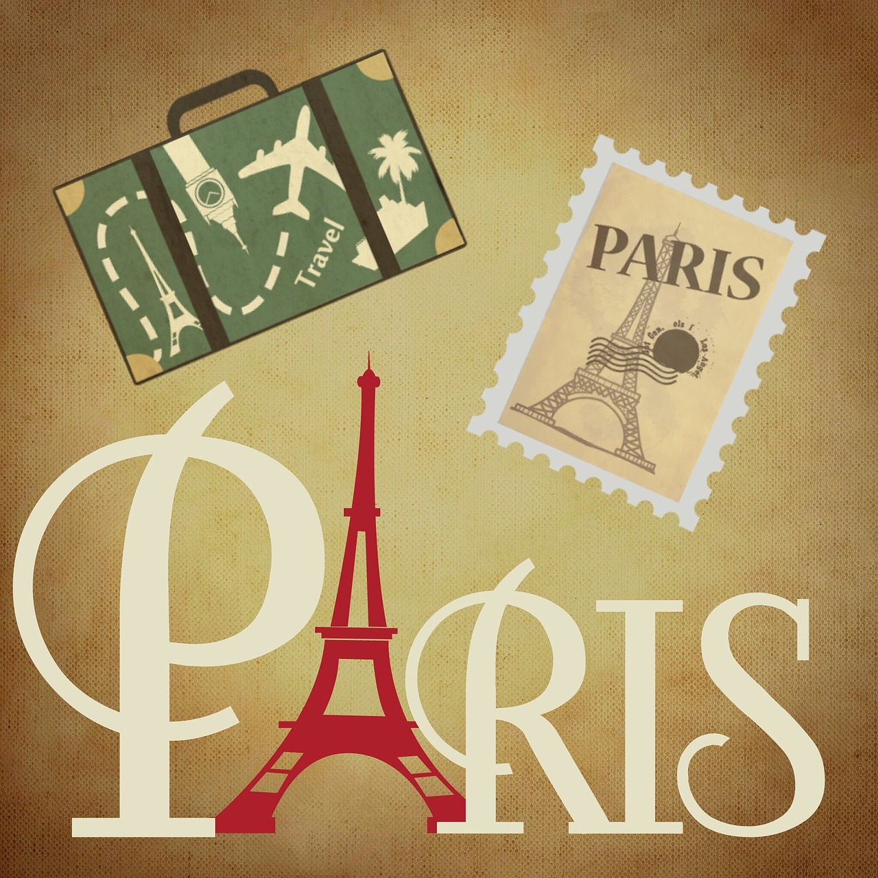 Paris, Eifelio Bokštas, France, Kelionė, Bagažas, Antspaudas, Turizmas, Nemokamos Nuotraukos,  Nemokama Licenzija