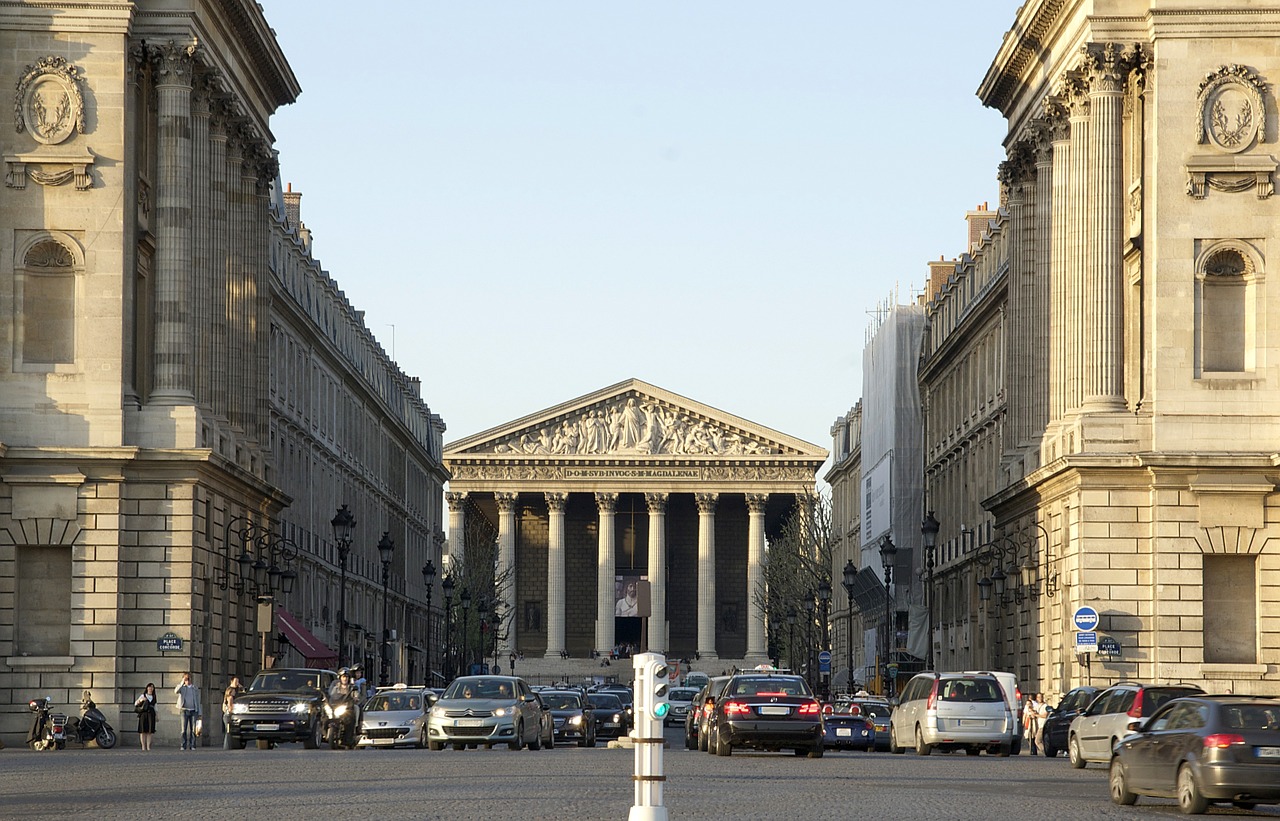 Paris, France, Madeleine Rue Royal, Architektūra, Pastatai, Gatvė, Eismas, Transporto Priemonės, Miesto, Centro