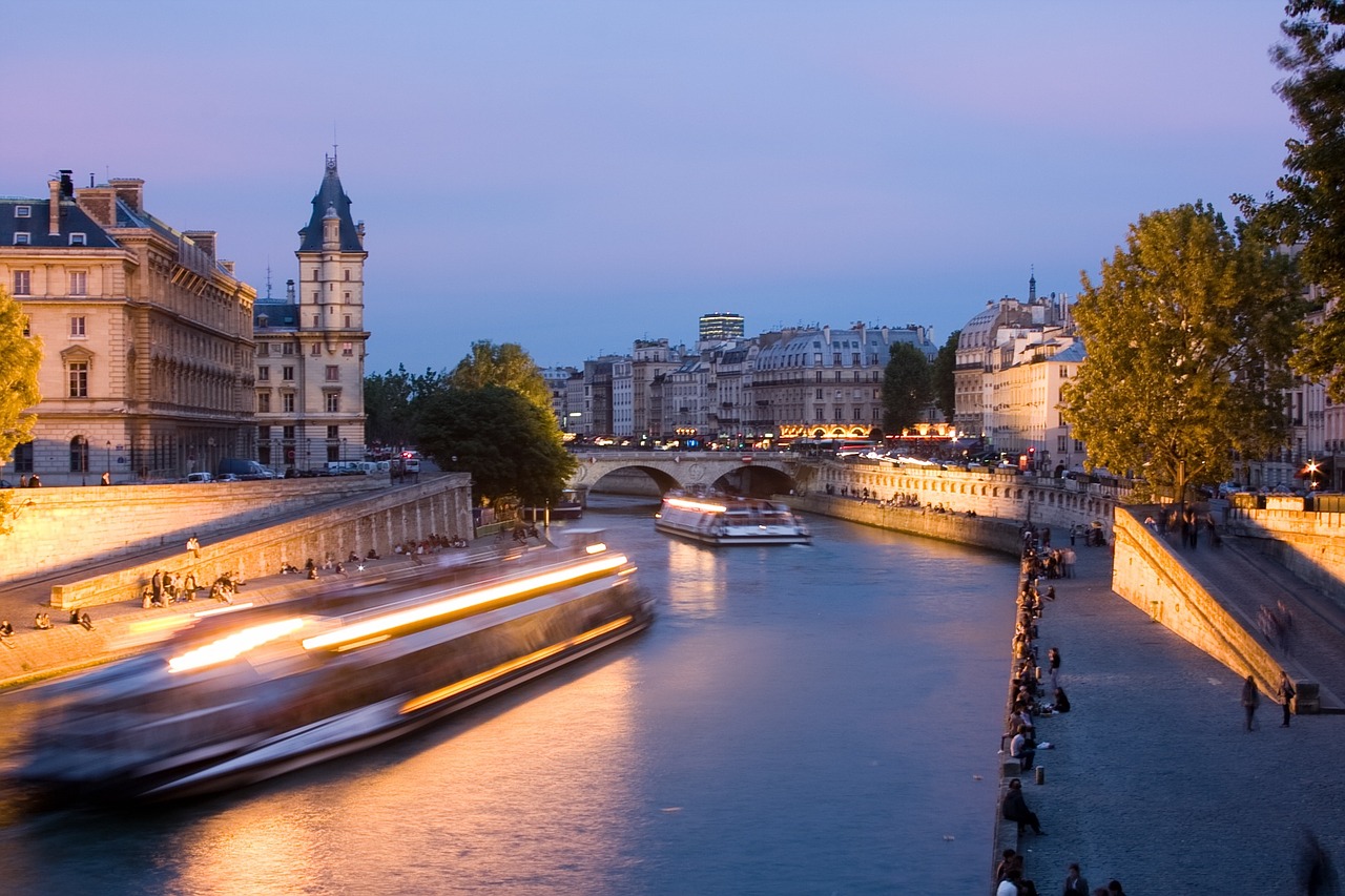 Paris, Upė Seine, Naktis, Seine, Architektūra, Tiltas, Istorinis, Turistinis, France, Upė