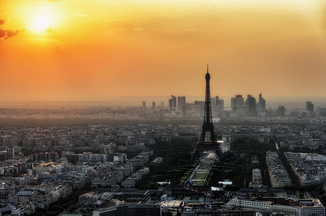 Paris, Panorama, Dusk, Miesto Panorama, Twilight, Saulėlydis, Naktis, France, Dangoraižis, Eifelio Bokštas