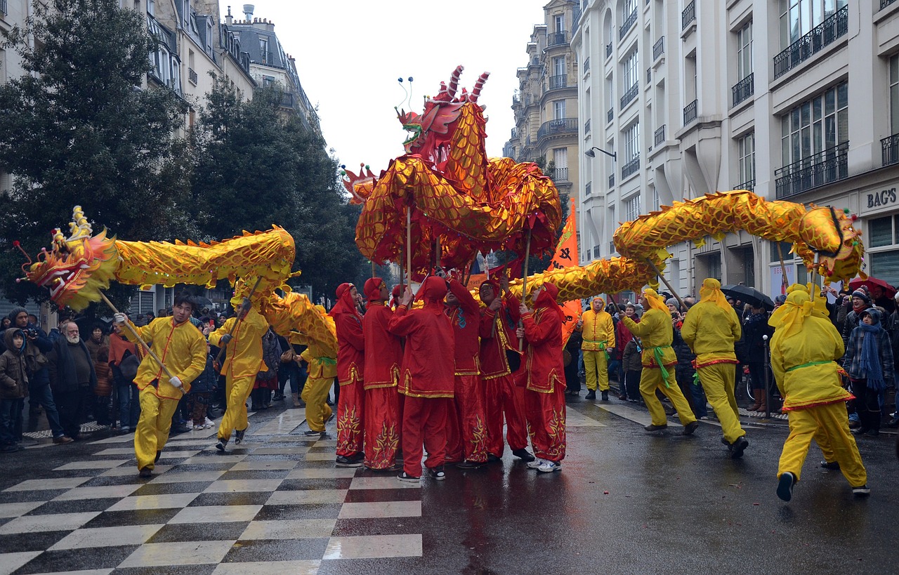 Paris, France, Kinų Naujieji Metai, Žmonės, Šventė, Šventinis, Festivalis, Lauke, Miestas, Miestai