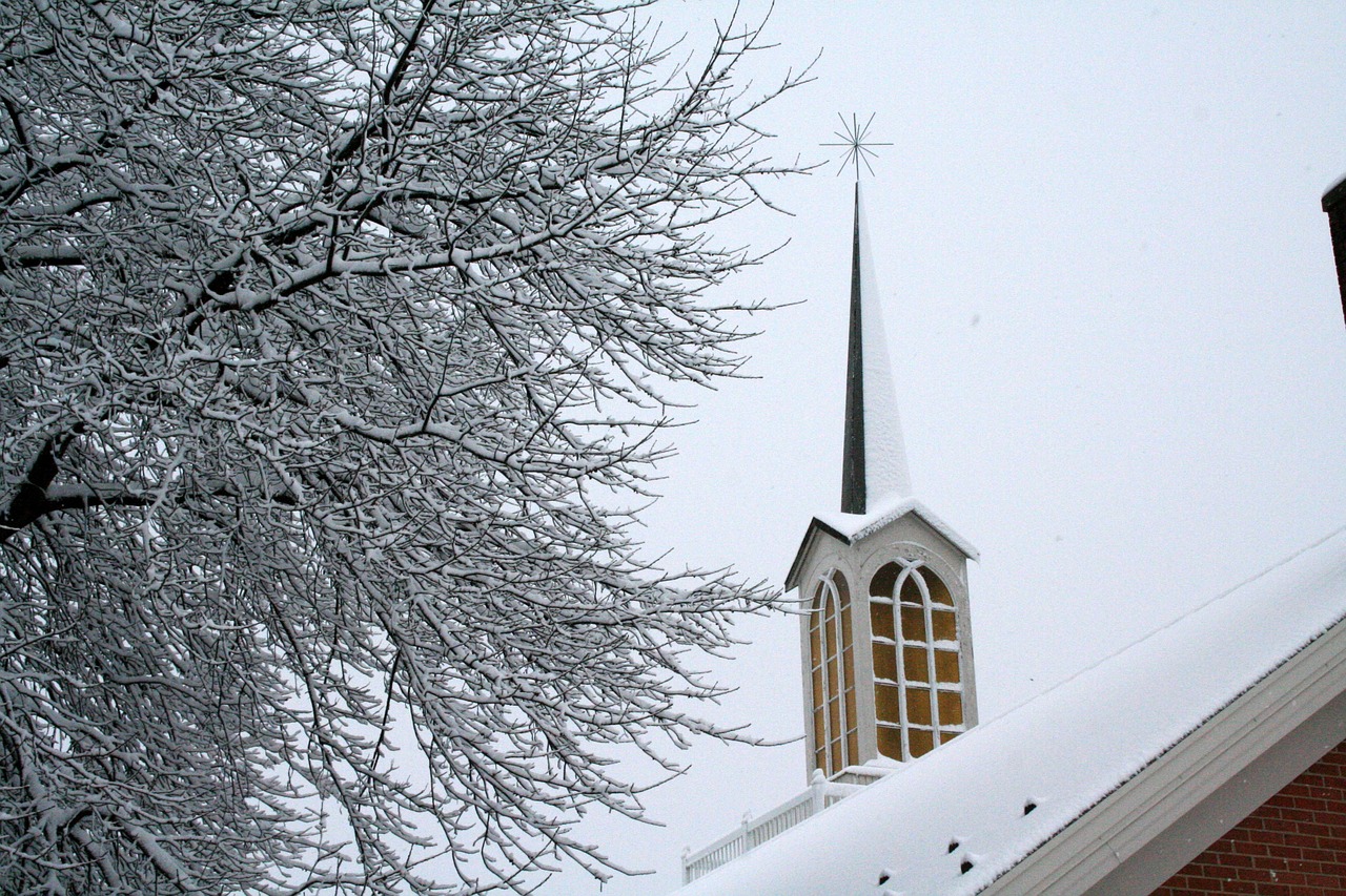 Parko Vaizdas Mennonitų Bažnyčia, Mennonitas, Bažnyčia, Bokštas, Žiema, Sniegas, Religija, Pastatas, Architektūra, Nemokamos Nuotraukos