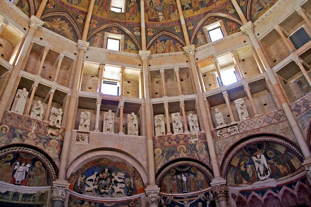 Parma, Baptistery, Italy, Emilia Romagna, Romaneško Stiliaus, Gotika, Menas, Šventas Menas, Paminklas, Architektūra