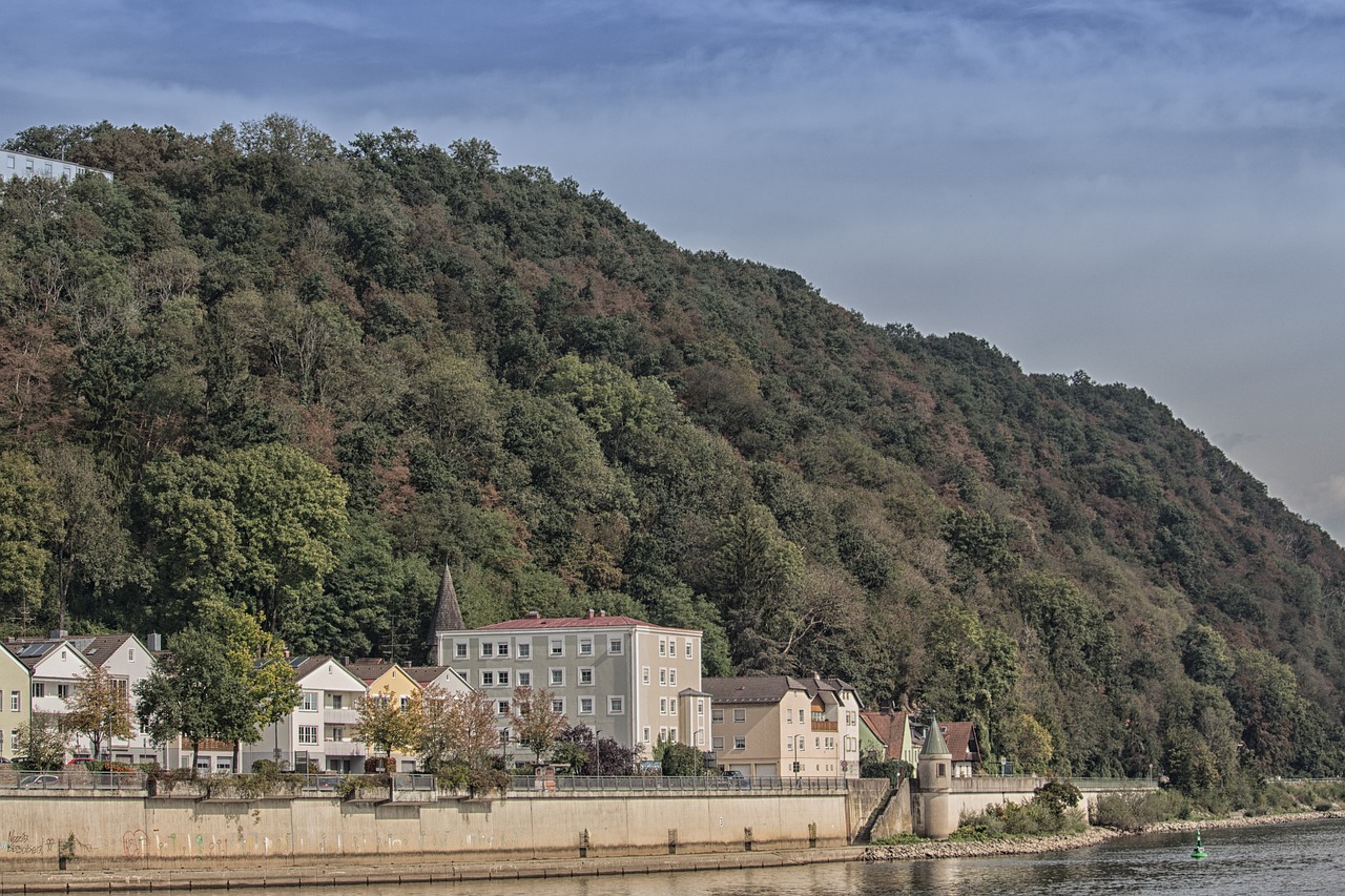 Passau, Danube Banko, Danube, Veste Oberhaus, Bavarija, Upė, Senamiestis, Niederbayern, Istorinis Senamiestis, Namai