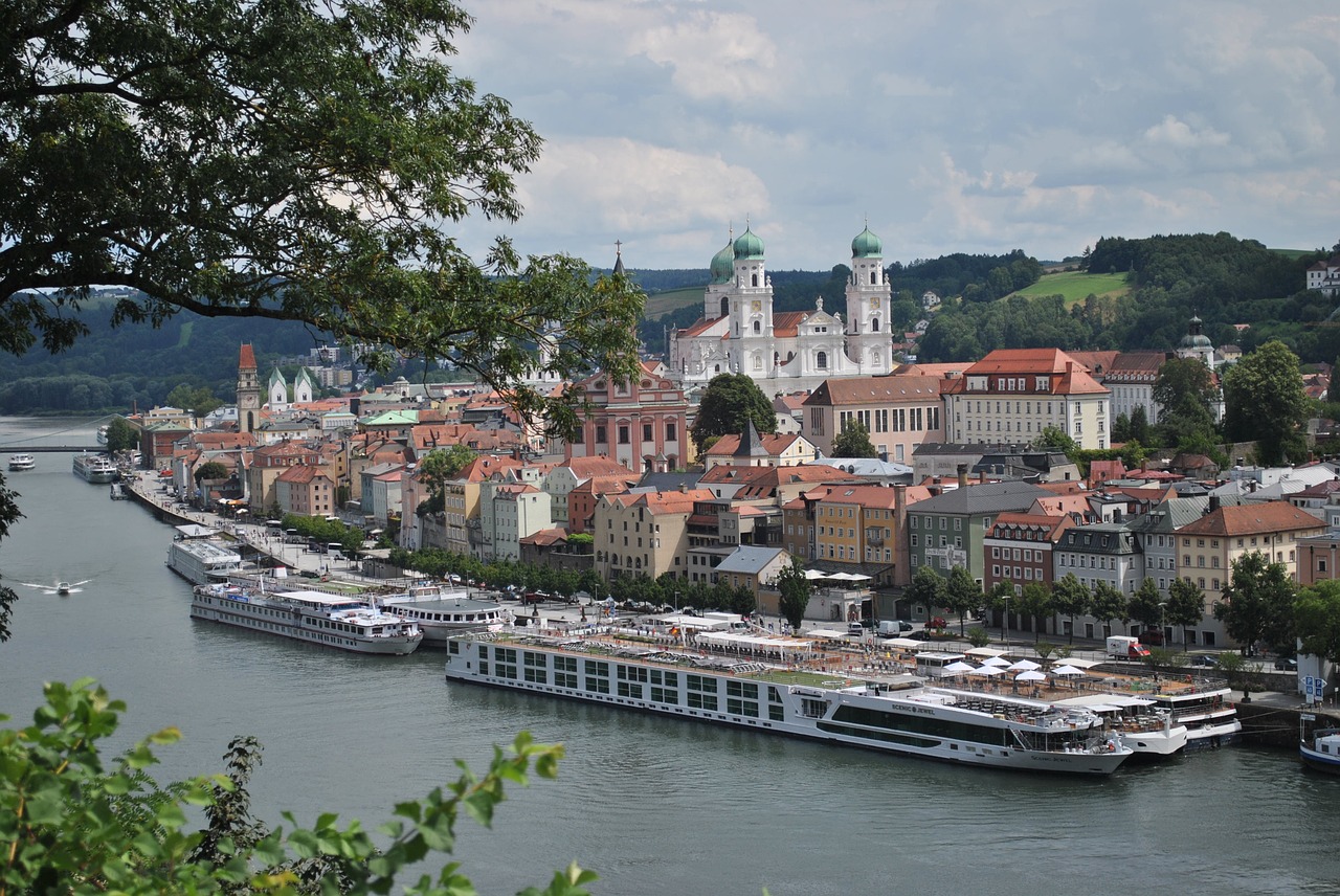 Passau, Miestas, Dom, Bažnyčia, Architektūra, Upės, Upė, Panorama, Panorama, Mėlynas