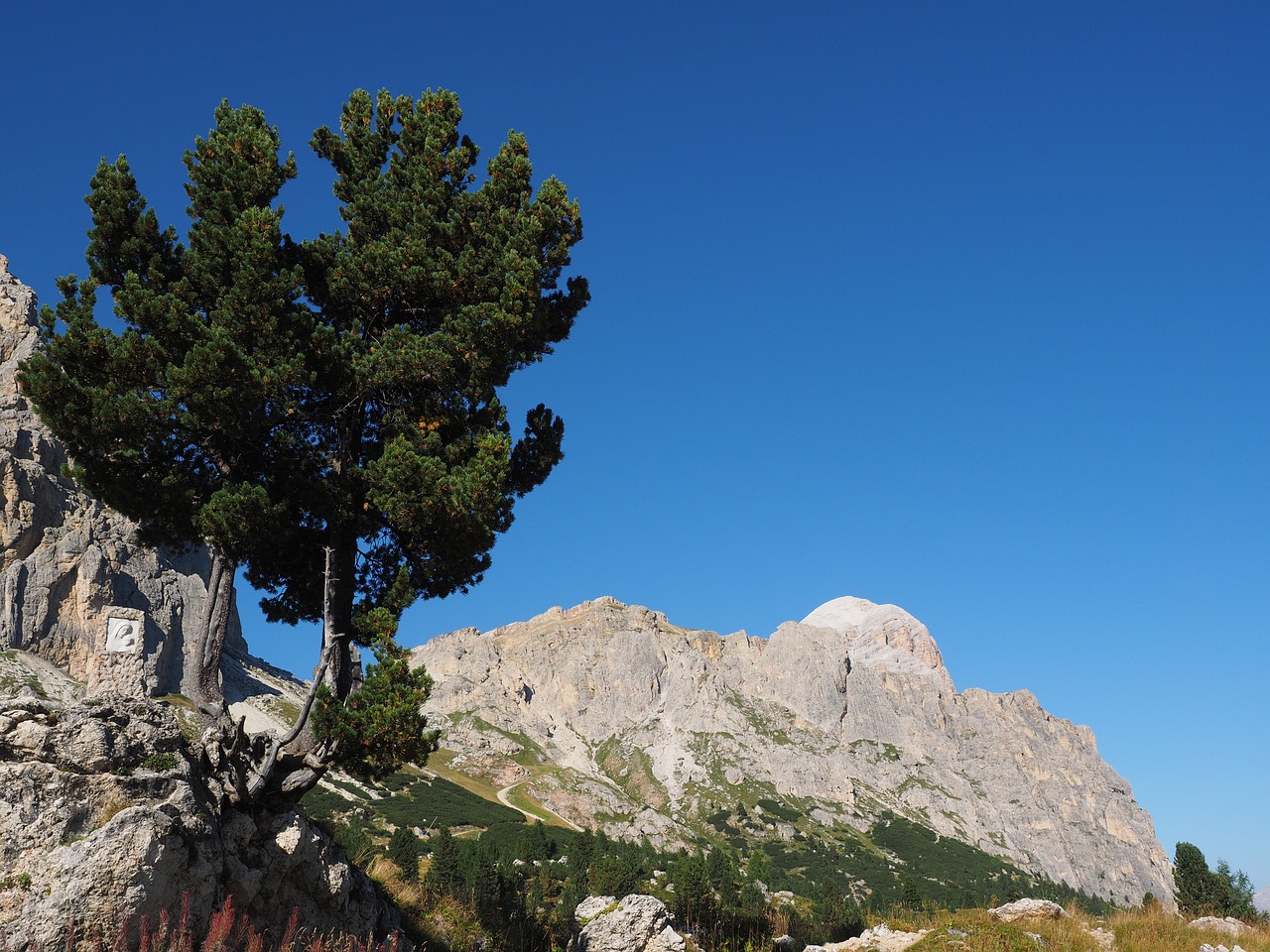 Passo Falzarego, Tofana De Rozes, Praeiti, Falzarego Pass, Dolomitai, Italy, South Tyrol, Kalnas, Kalnai, Nemokamos Nuotraukos