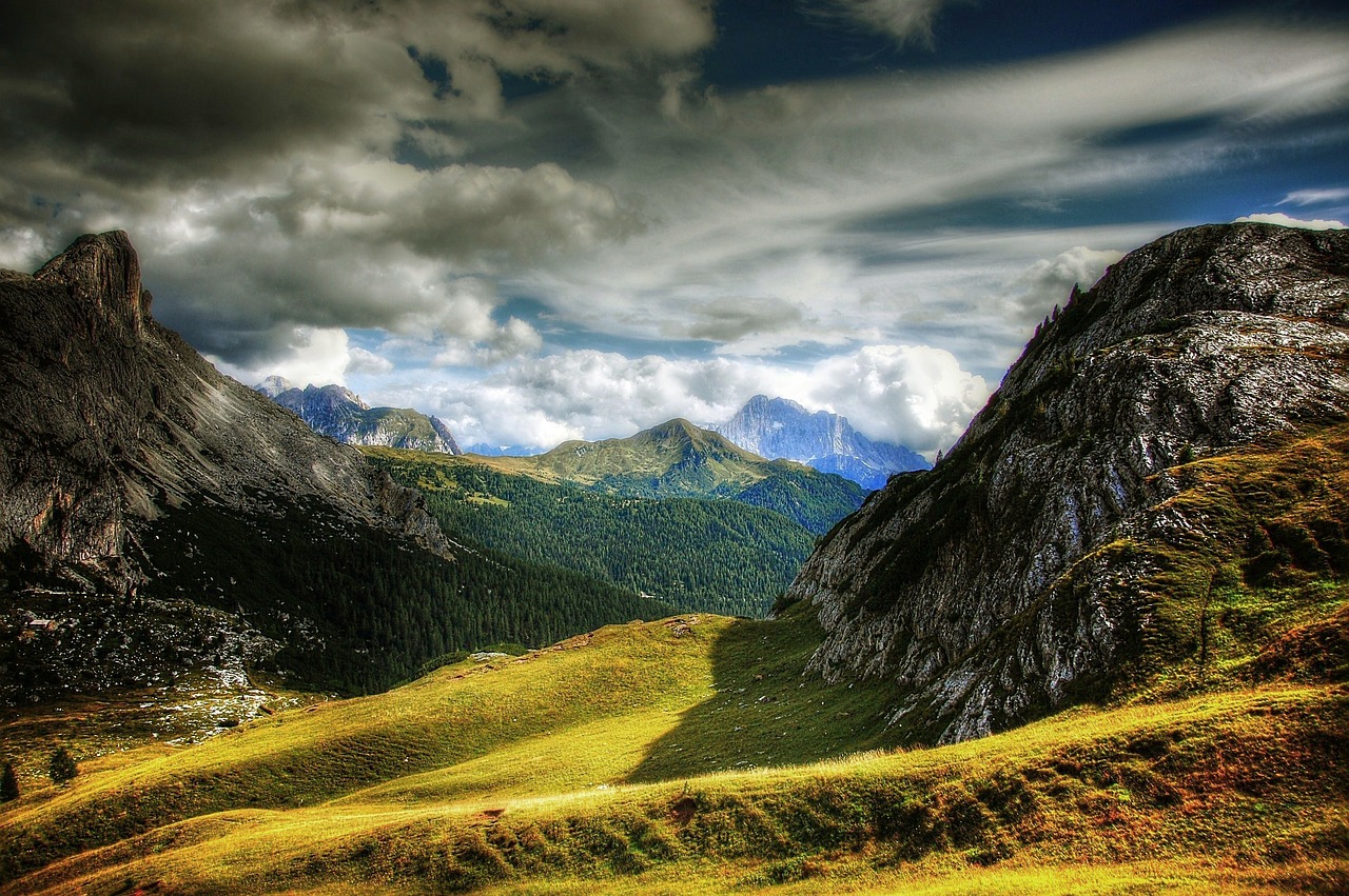 Passo Valparola, Dolomitai, Civetta, Kalnai, Atmosfera, Gamta, Šviesus, Vaizdingas, Vasara, Debesys